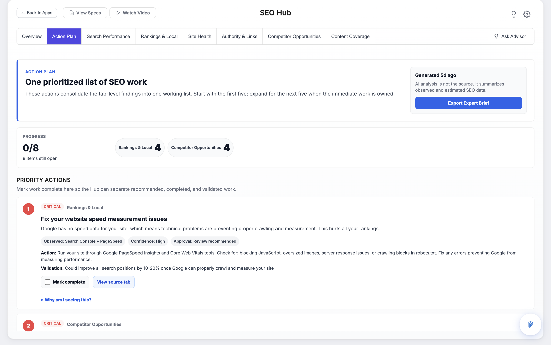 SEO Hub app